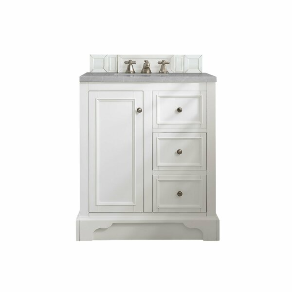 James Martin Vanities De Soto 30in Single Vanity, Bright White w/ 3 CM Eternal Serena Quartz Top 825-V30-BW-3ESR